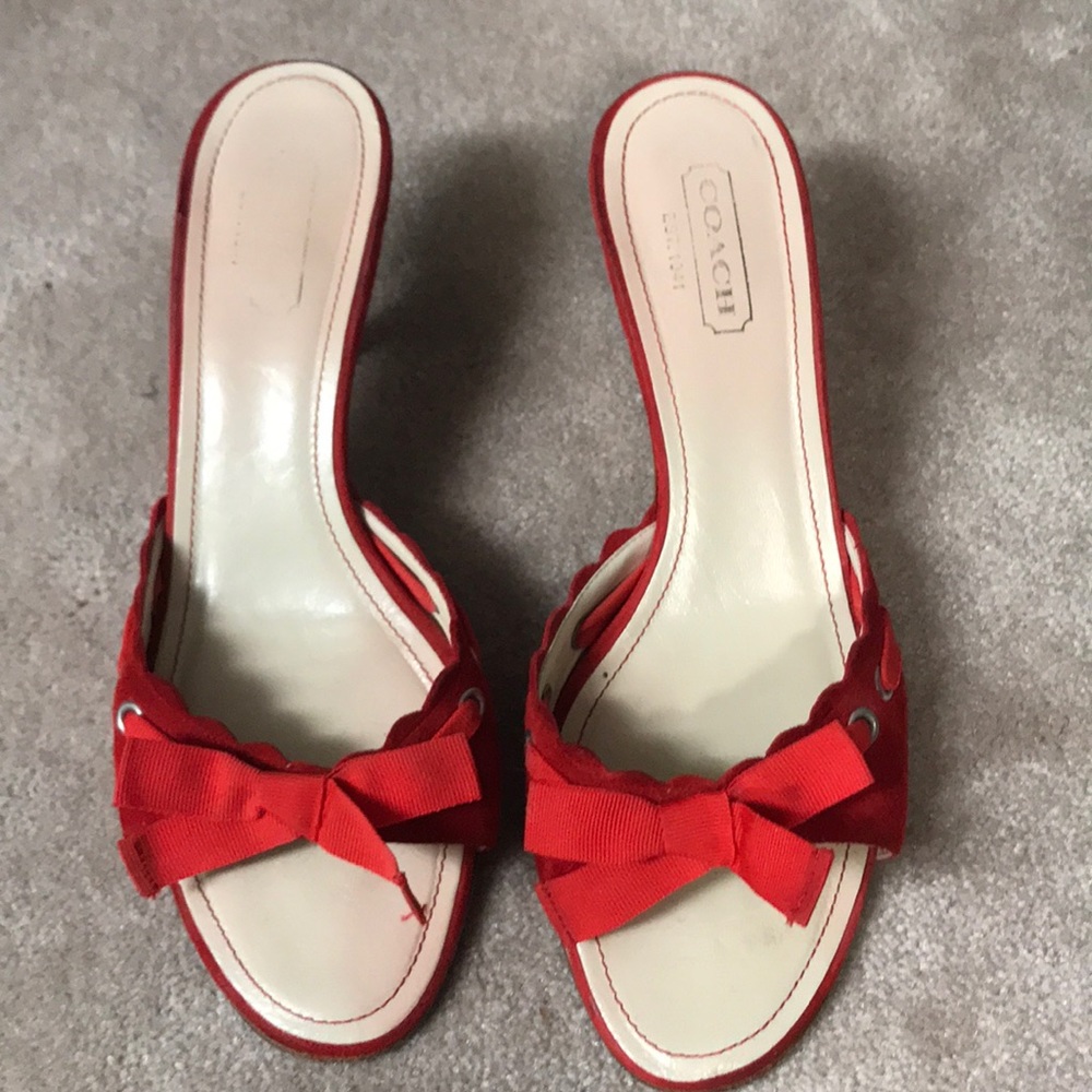 Coach red Swede mule